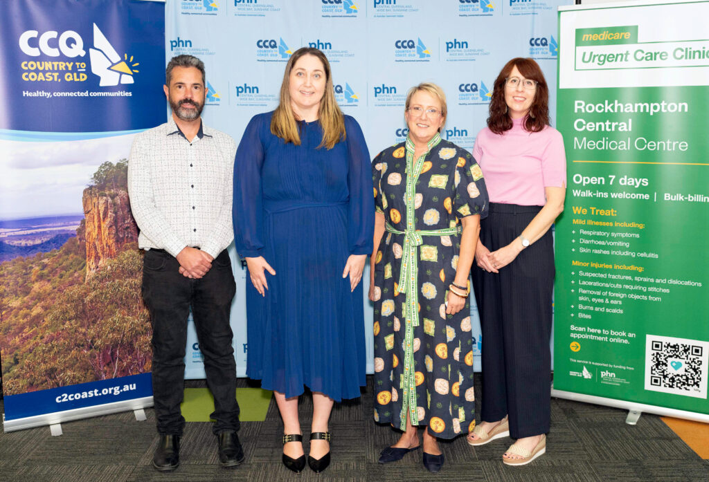 Clarity Health Care Chief Executive, Davis Lemke; Assistant Minister for Mental Health and Suicide Prevention and Assistant Minister for Rural and Regional Health, Emma McBride; Country to Coast, QLD CEO Julie Sturgess; Wellways Director of Services, Nikki Wynne;