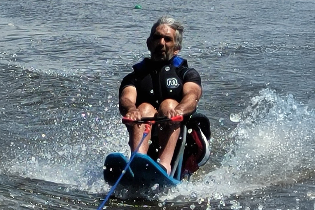 A person waterskiing